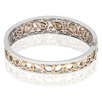 Tri-Colored Paisley Diamond Bangle — view 2