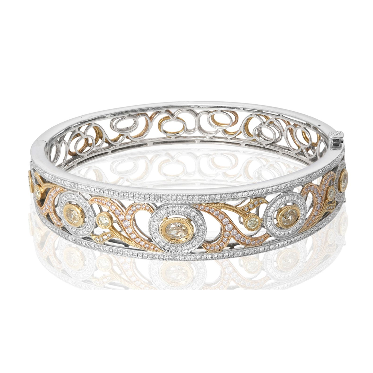 Tri-Colored Abstract Diamond Bangle — view 1