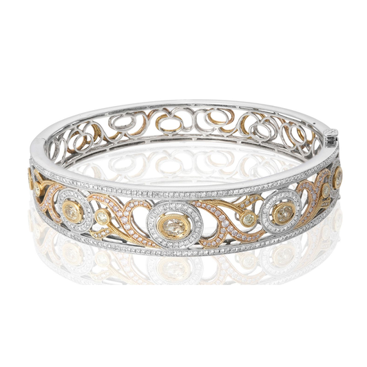 Tri-Colored Abstract Diamond Bangle — view 1