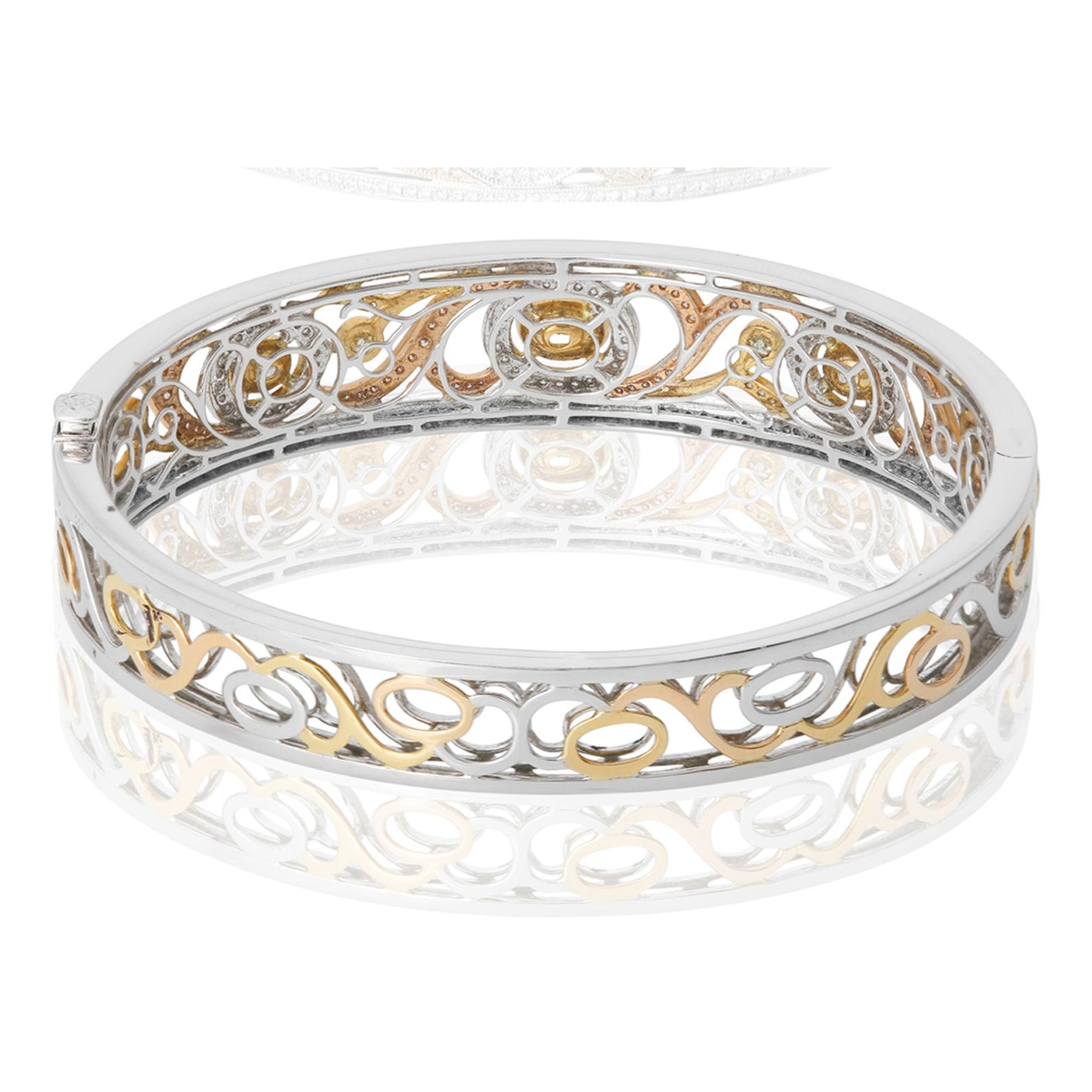 Tri-Colored Abstract Diamond Bangle — view 2