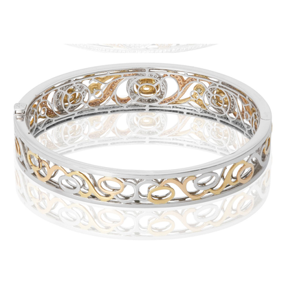 Tri-Colored Abstract Diamond Bangle — view 2