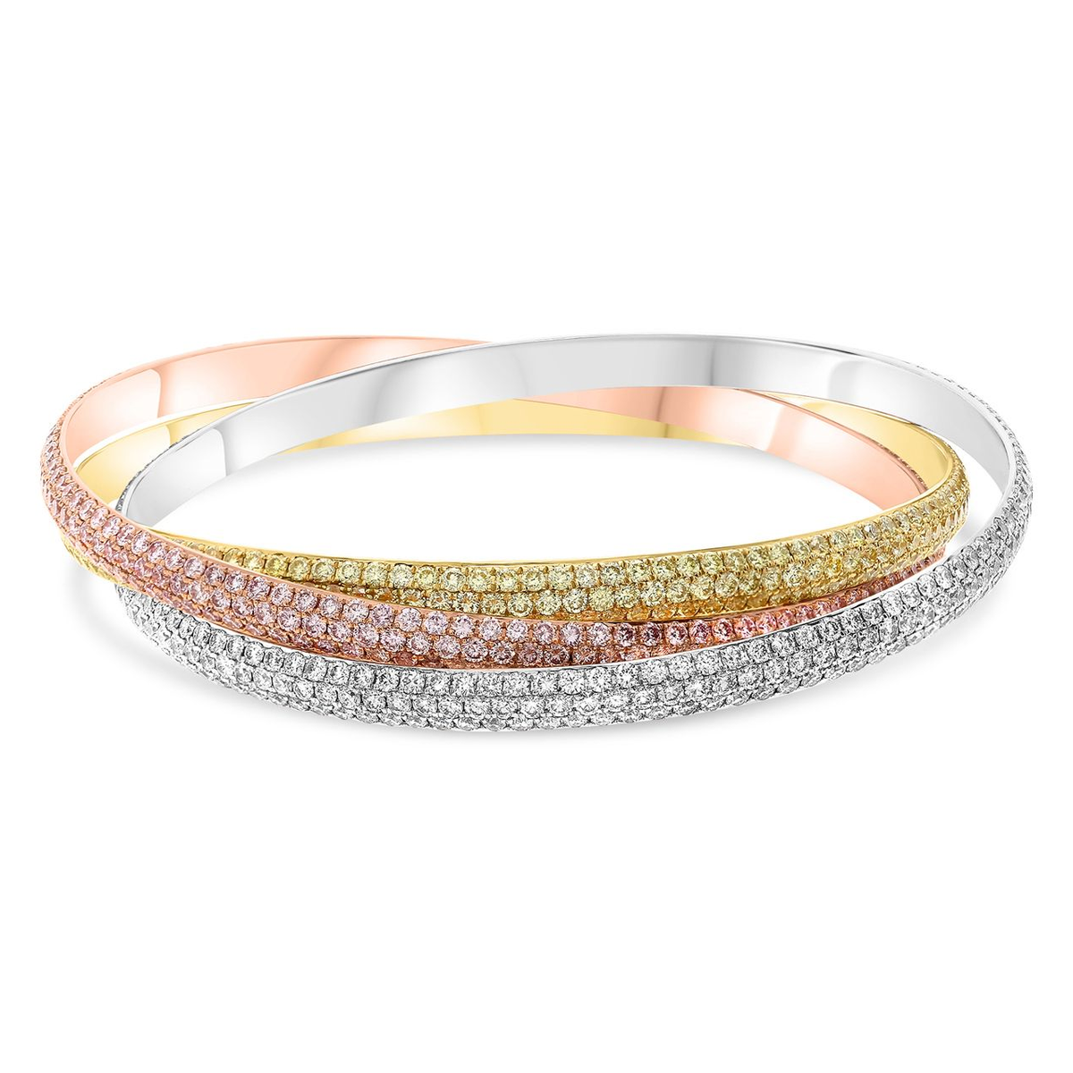 Interlocking Trio Diamond Pave Bangle — view 2