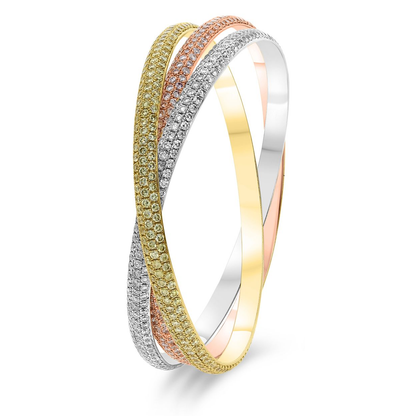 Interlocking Trio Diamond Pave Bangle — view 3