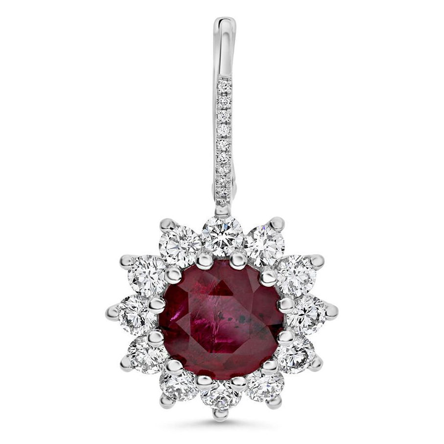 Round Ruby Earring — view 1