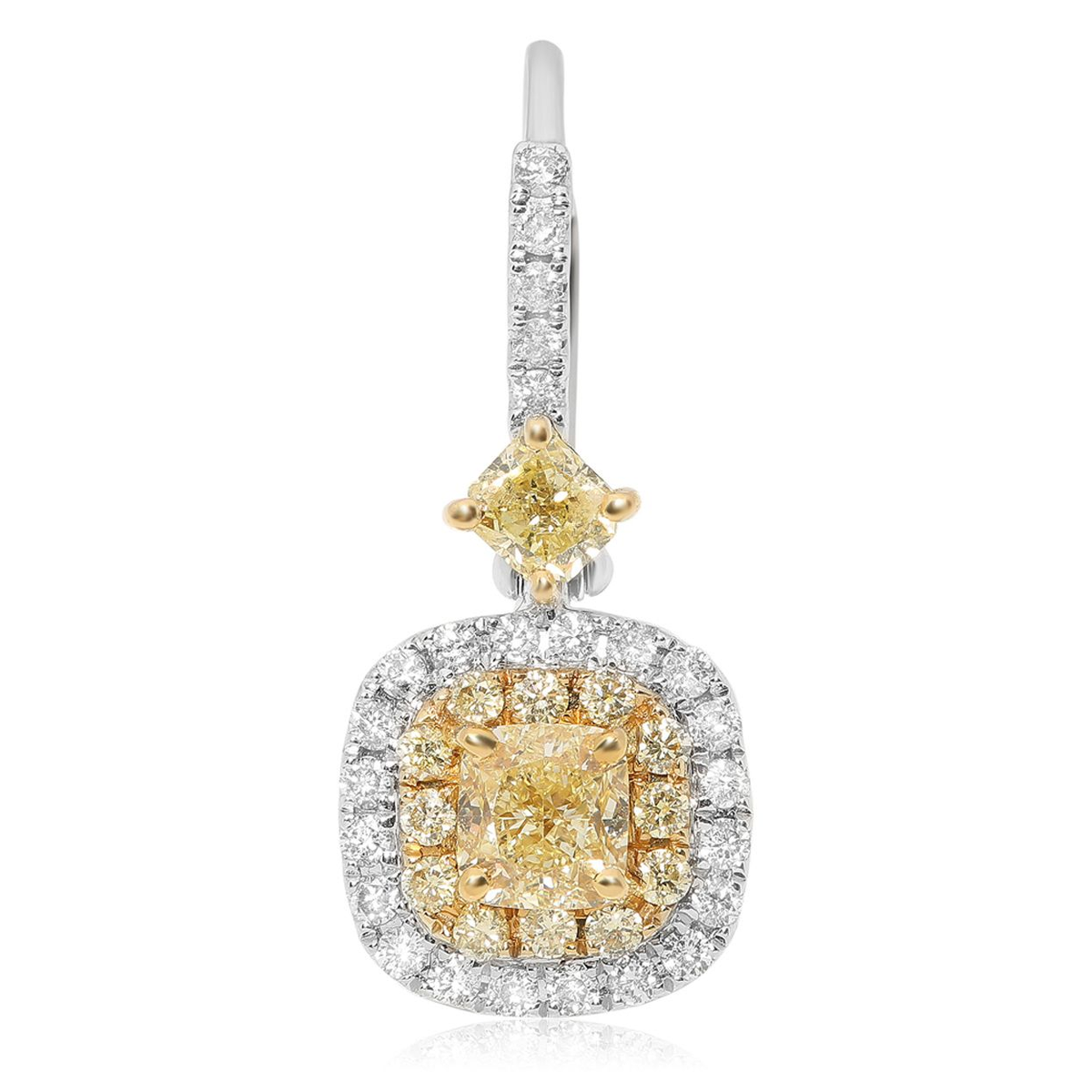 Cushion Fancy Yellow Diamond Earring — view 1