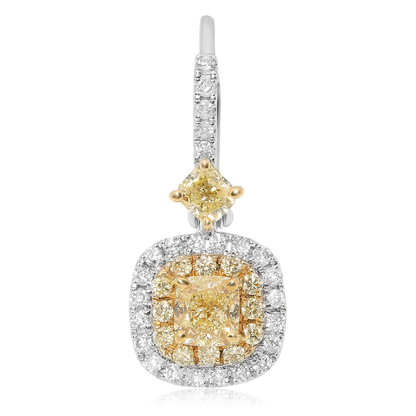 Cushion Fancy Yellow Diamond Earring — view 1
