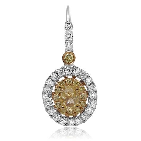 Oval Fancy Yellow Diamond Earring — view 2