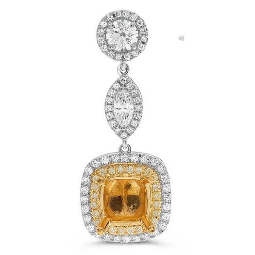 Cushion Fancy Yellow Diamond Earring — view 1