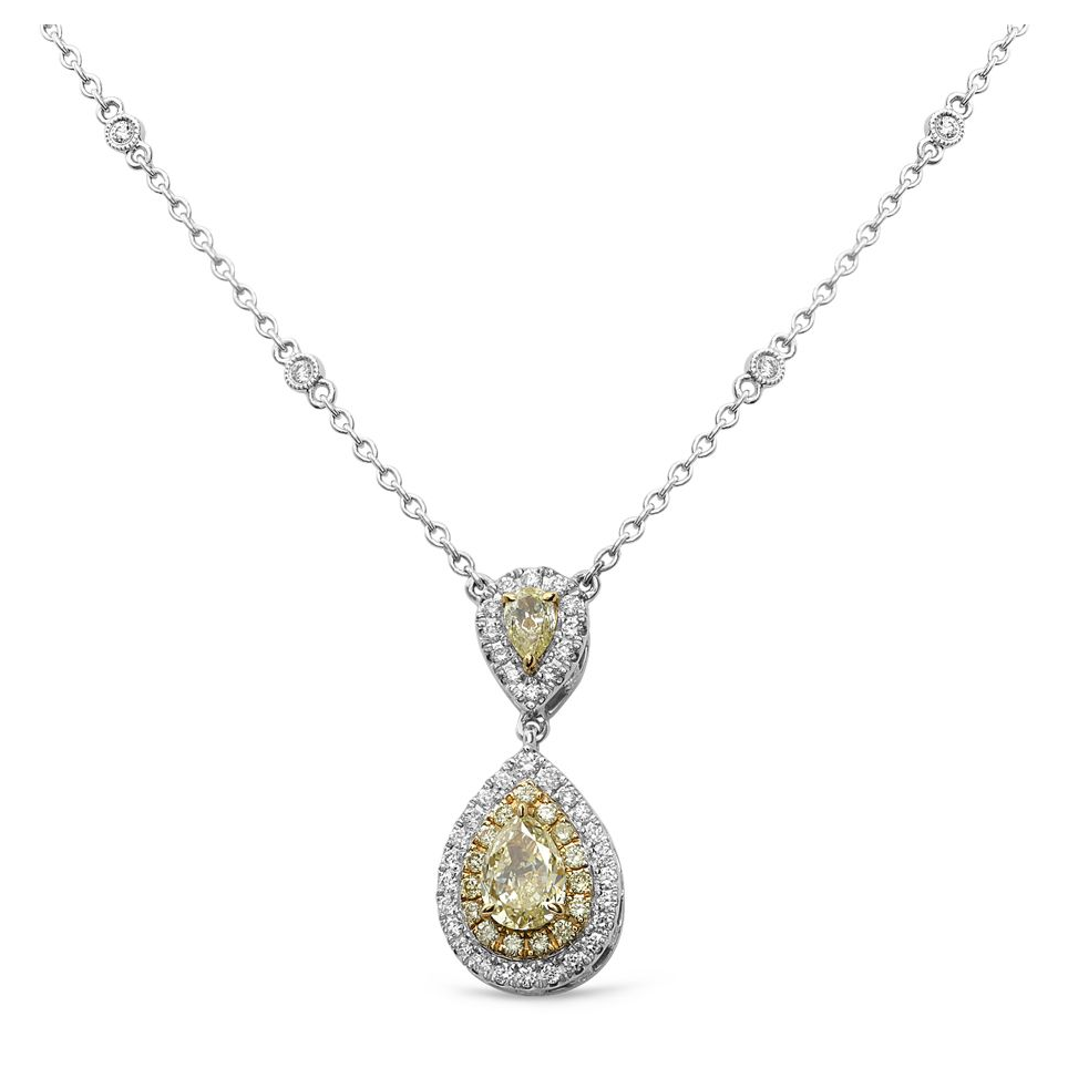 Pear Shape Fancy Yellow Diamond Necklace — view 3