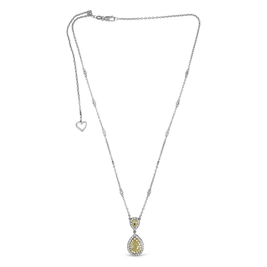 Pear Shape Fancy Yellow Diamond Necklace — view 1