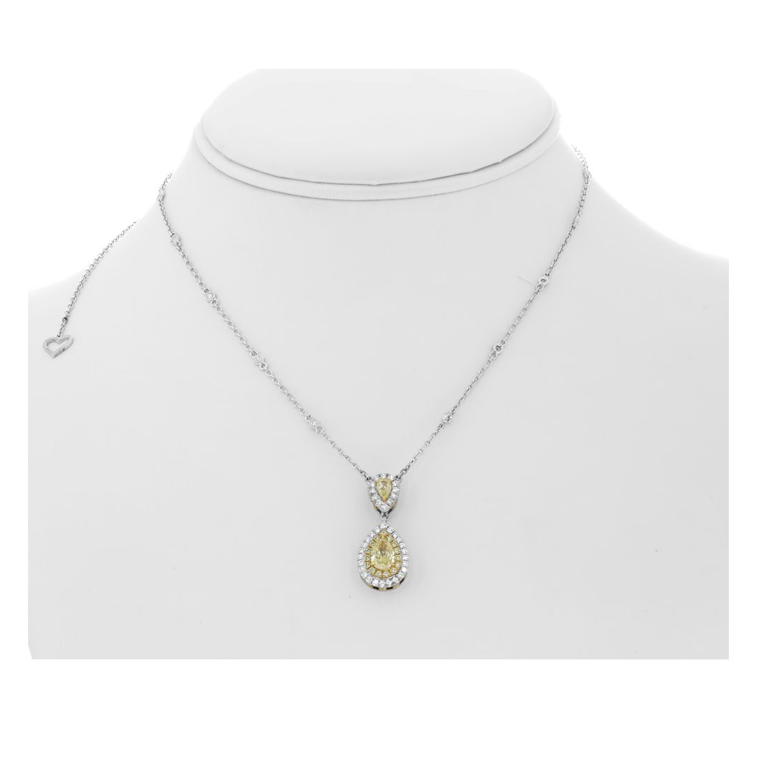 Pear Shape Fancy Yellow Diamond Necklace — view 2