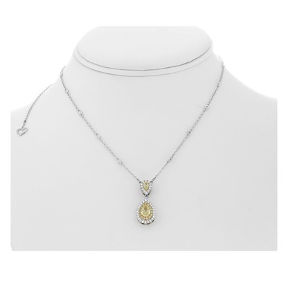 Pear Shape Fancy Yellow Diamond Necklace — view 2