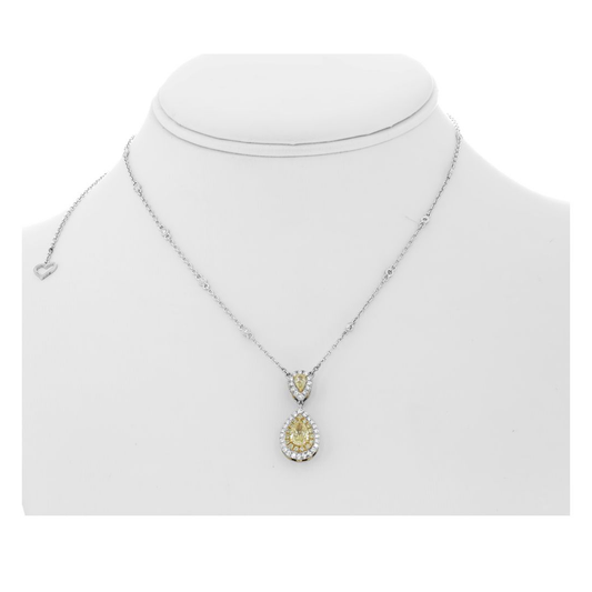 Pear Shape Fancy Yellow Diamond Necklace — view 2