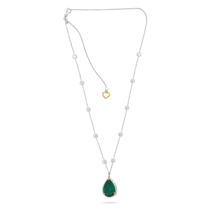 Pear-shaped Emerald Diamond Necklace — view 1