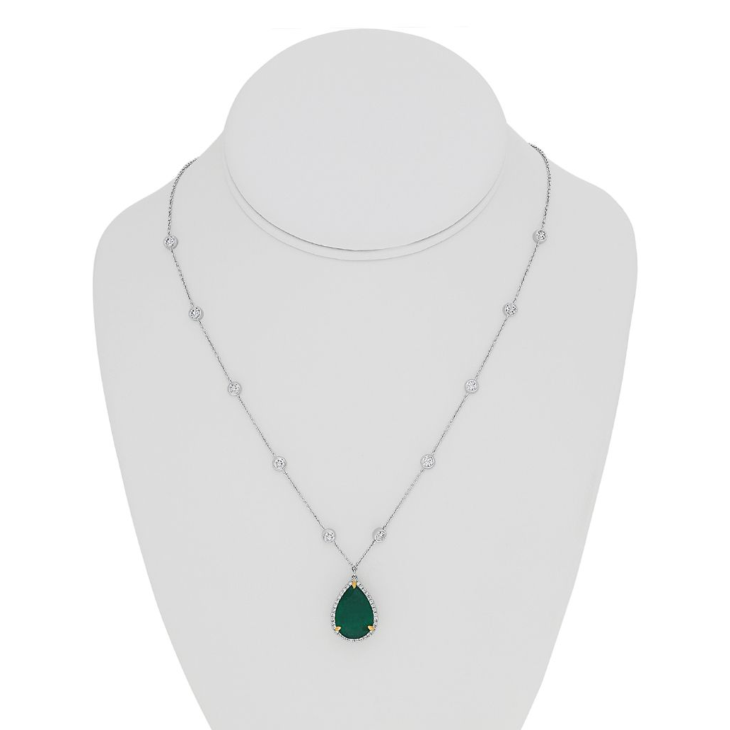 Pear-shaped Emerald Diamond Necklace — view 3
