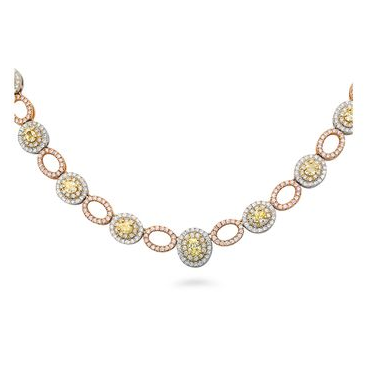 Oval Fancy Yellow Diamond Necklace — view 3