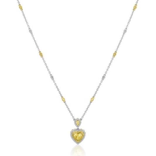 Heart Shape Fancy Yellow Diamond Necklace — view 1