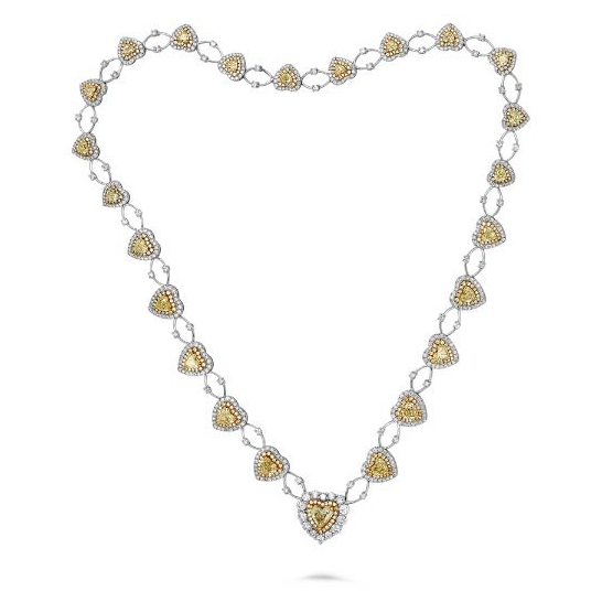 Floating Heart Yellow Diamond Necklace — view 1