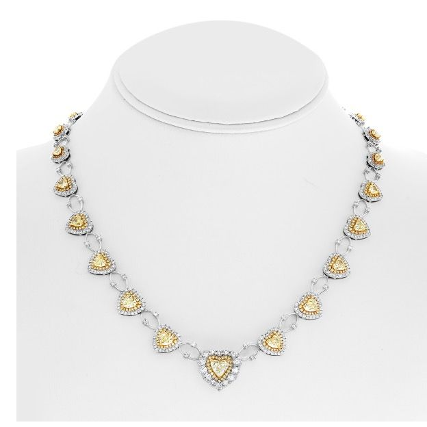 Floating Heart Yellow Diamond Necklace — view 3