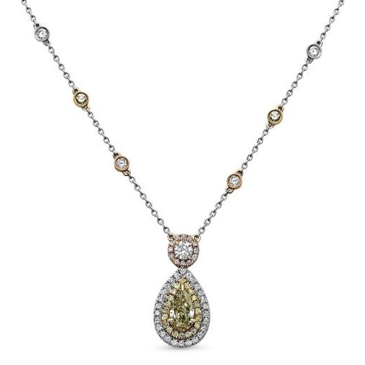 Pear Shape Fancy Yellow Diamond Necklace — view 2