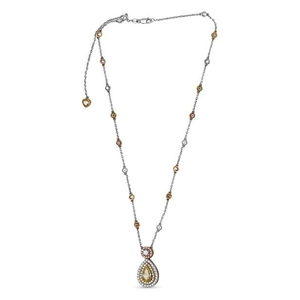 Pear Shape Fancy Yellow Diamond Necklace — view 1