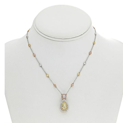 Pear Shape Fancy Yellow Diamond Necklace — view 3