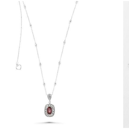 18K White Gold Ruby and Diamond Necklace — view 1