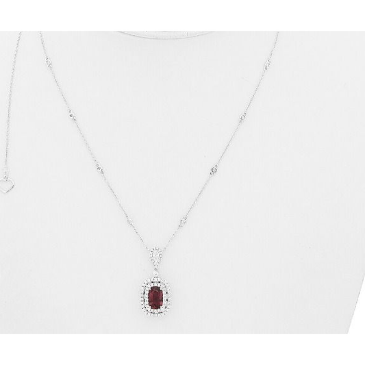 18K White Gold Ruby and Diamond Necklace — view 2