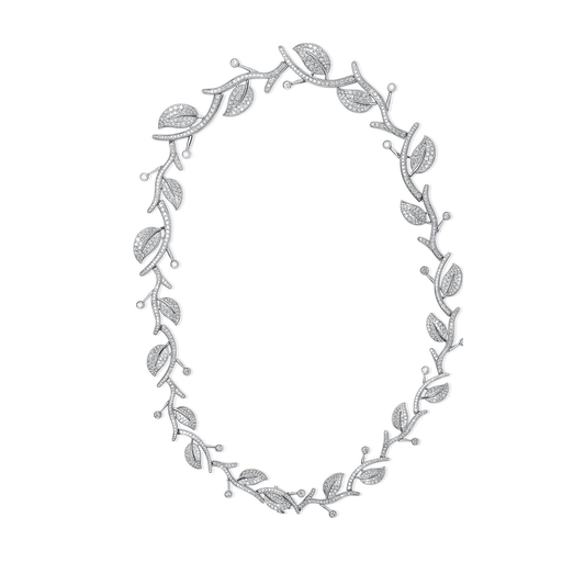 White Gold & Diamond Leaf Necklace — view 1