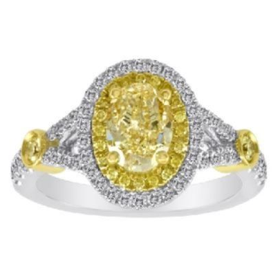 Oval Fancy Yellow Diamond Ring — view 1