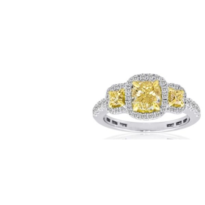 Cushion Fancy Yellow Diamond Ring — view 1