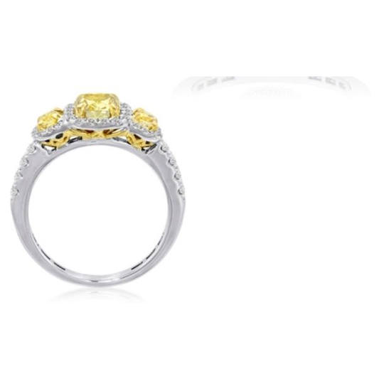 Cushion Fancy Yellow Diamond Ring — view 2