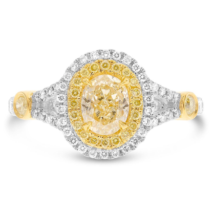 Oval Fancy Yellow Diamond Ring — view 1
