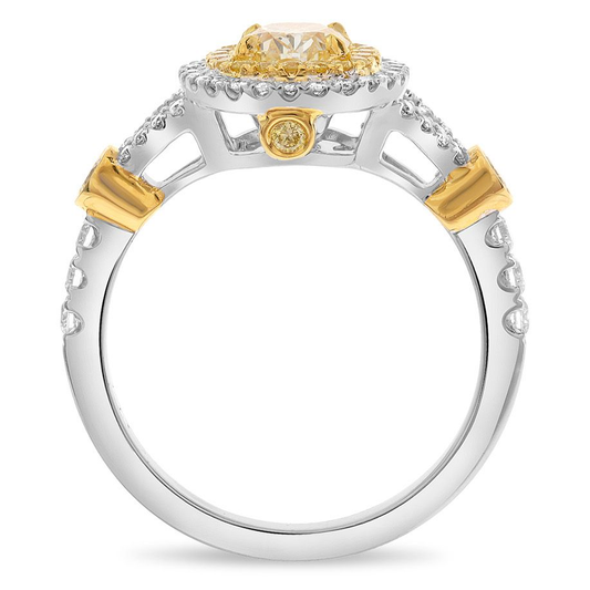 Oval Fancy Yellow Diamond Ring — view 2