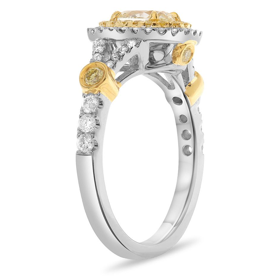 Oval Fancy Yellow Diamond Ring — view 3