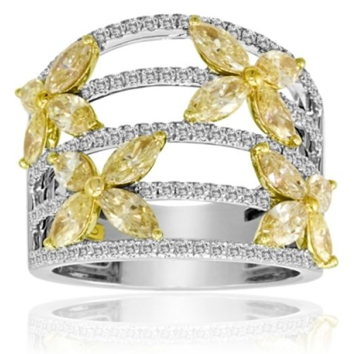 Marquise Fancy Yellow Diamond Ring — view 1