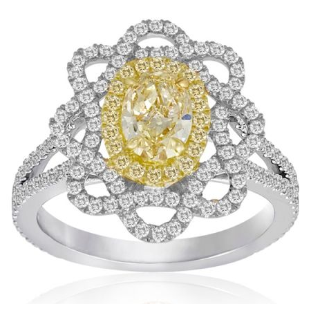 Oval Fancy Yellow Diamond Ring — view 1