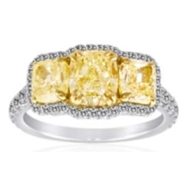 Cushion Fancy Yellow Diamond Ring — view 1