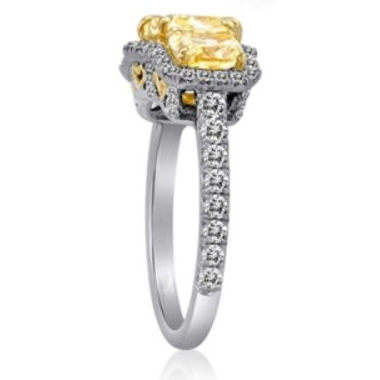 Cushion Fancy Yellow Diamond Ring — view 2