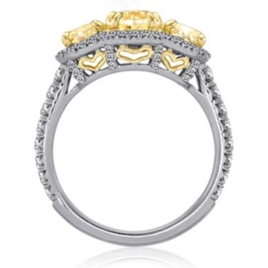 Cushion Fancy Yellow Diamond Ring — view 3
