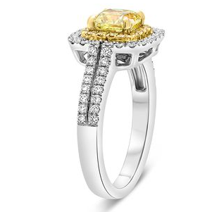 Cushion Fancy Yellow Diamond Ring — view 2
