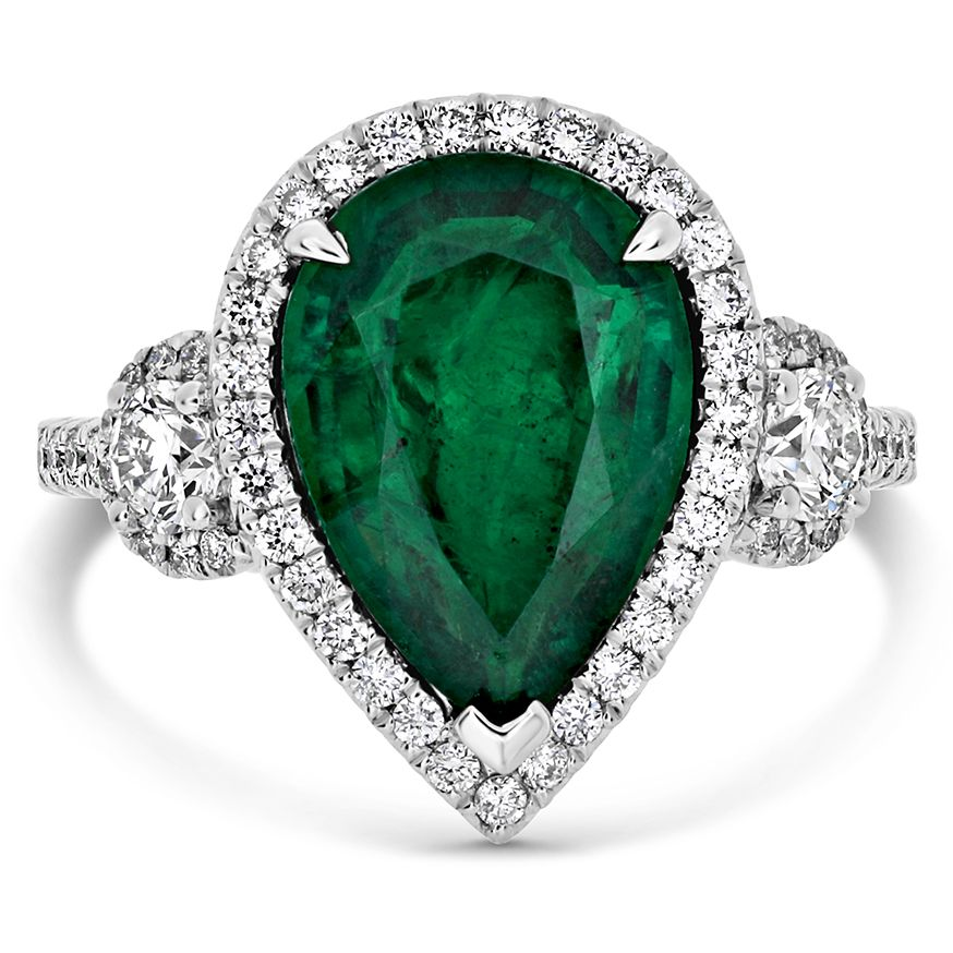 Pear Shape Emerald Ring — view 1