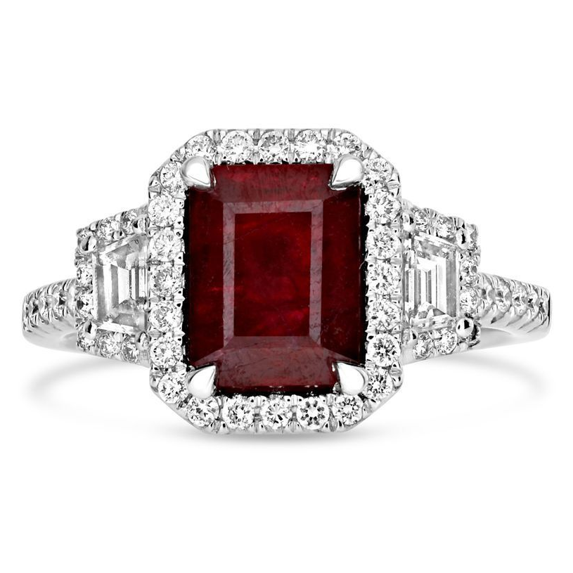 Emerald Cut Ruby Ring — view 1
