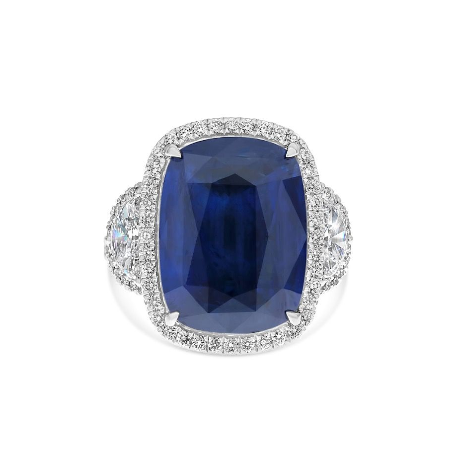 13.31ct Diamond Halo Sapphire Ring — view 1
