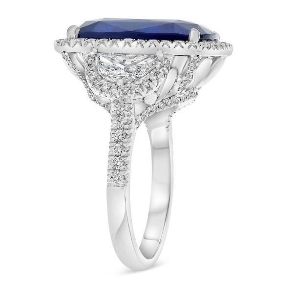 13.31ct Diamond Halo Sapphire Ring — view 3