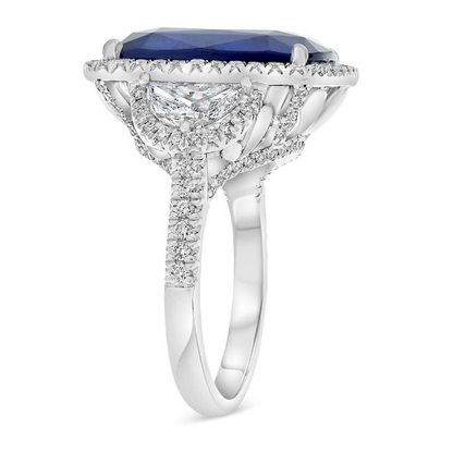 13.31ct Diamond Halo Sapphire Ring — view 3