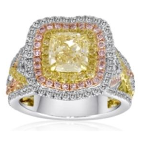 Cushion Fancy Yellow Diamond Ring — view 1