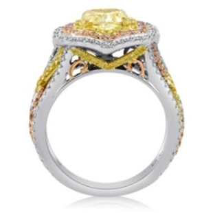 Cushion Fancy Yellow Diamond Ring — view 2