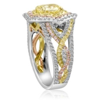 Cushion Fancy Yellow Diamond Ring — view 3