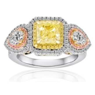 Radiant Fancy Yellow Diamond Ring — view 2